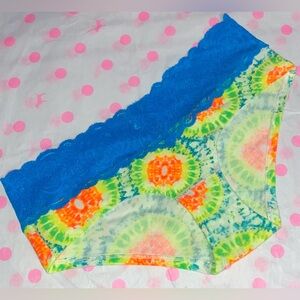 RARE Vintage Victoria's Secret PINK panties lace cotton hipster Y2K neon tie dye